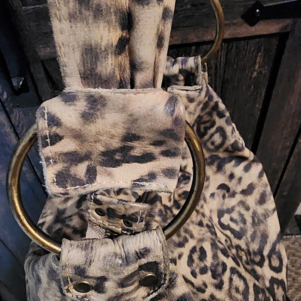 Leather Leopard Print Fringe Women's Bag - Picture 5 of 16
